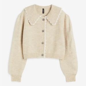 ✨NWT✨ H&M Peter Pan lace collar knit cardigan sweater